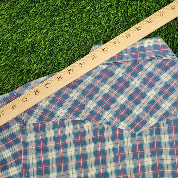 Vintage 80s Wrangler Western Plaid Shirt M 15.5 21x31 Cowboy - Picture 4 of 11
